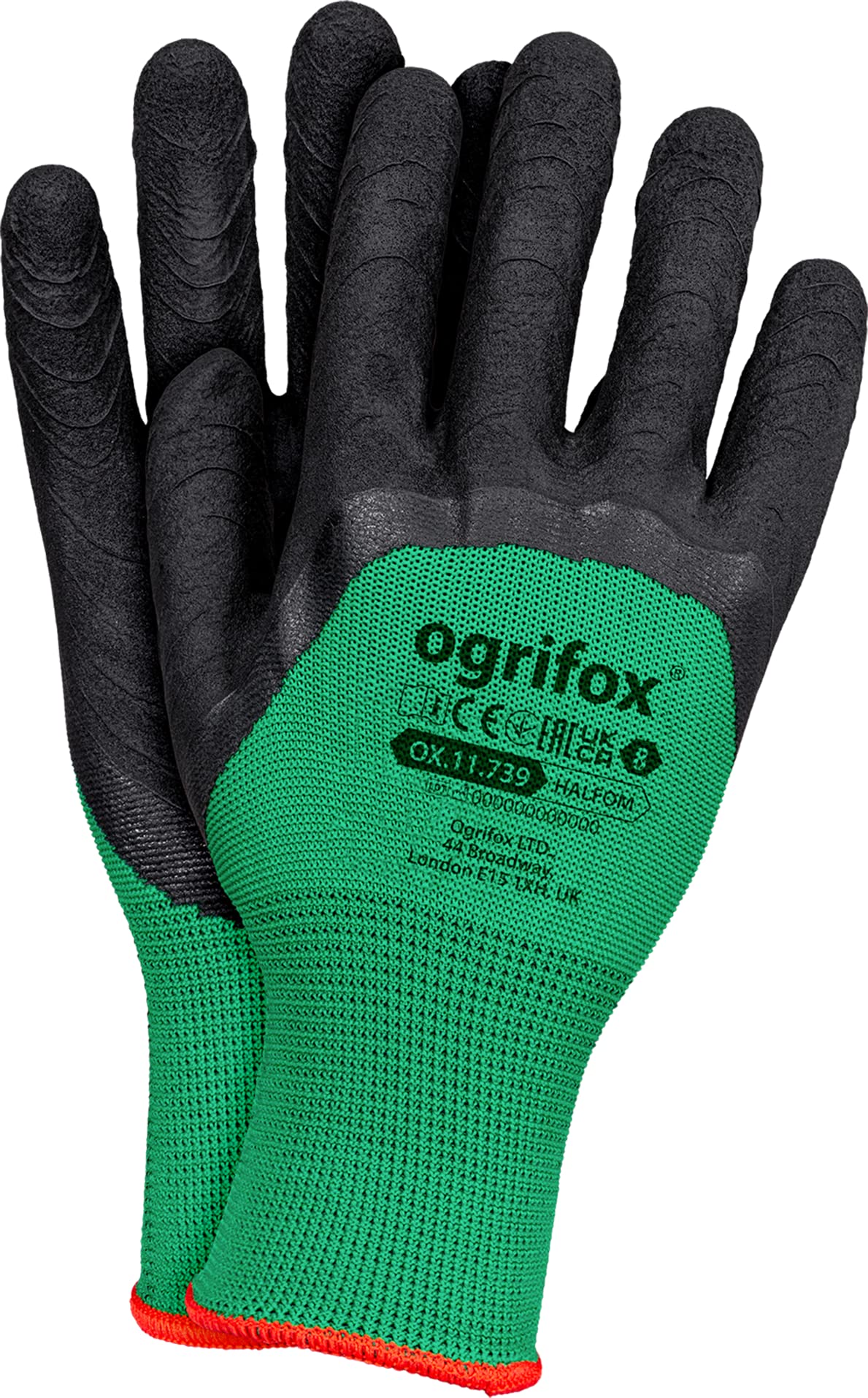 Ogrifox OX-HALFOM Rękawice Lateksowe, Rękawice Ochronne, Rękawice Robocze Ox.11.739, Zielono-Czarne, Rozmiar 8, 240 Par