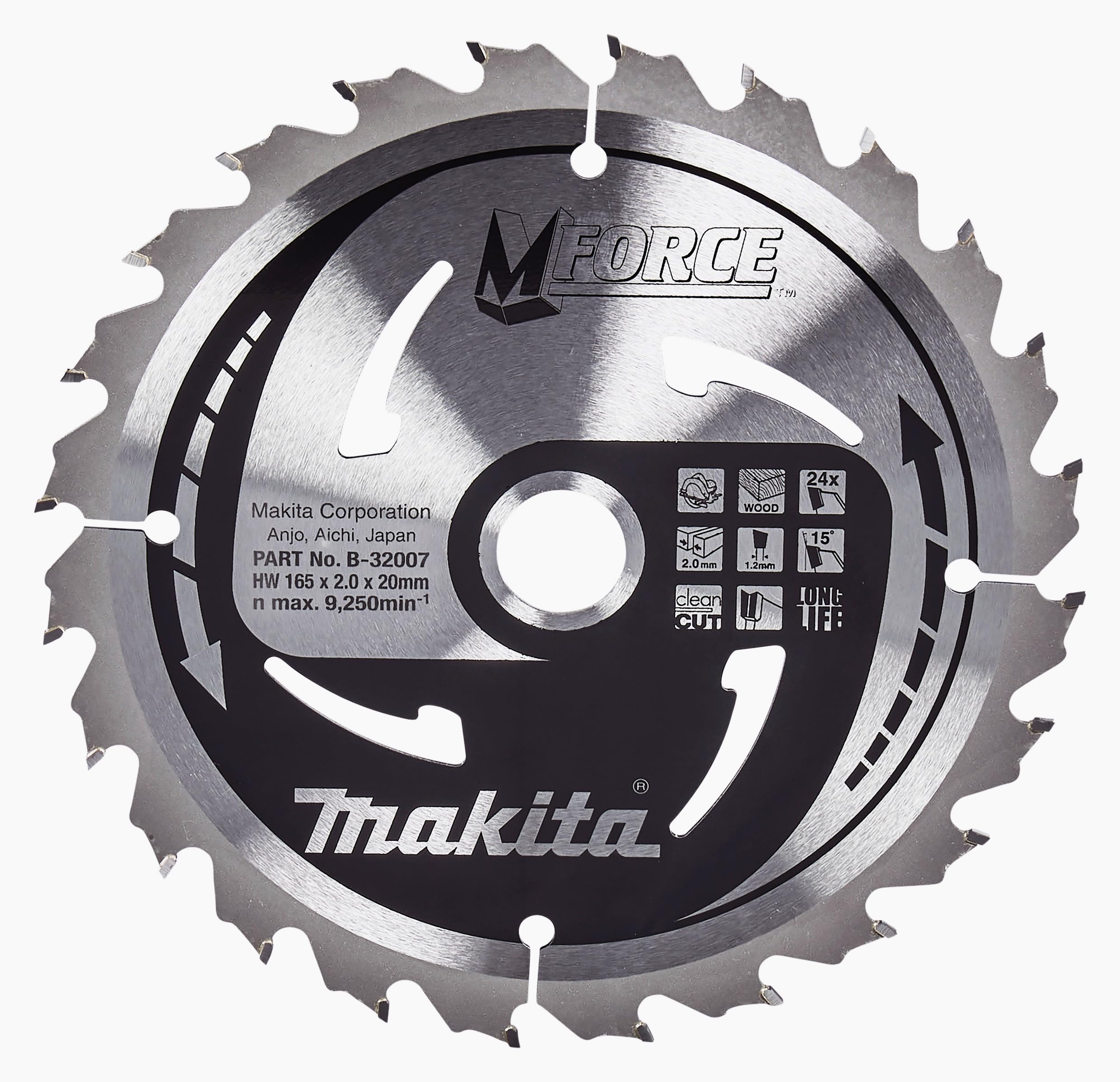 Makita Silver Mak-Force B-32007 Circular Saw Blade 165 Mm For Hand And Table Circular Saws