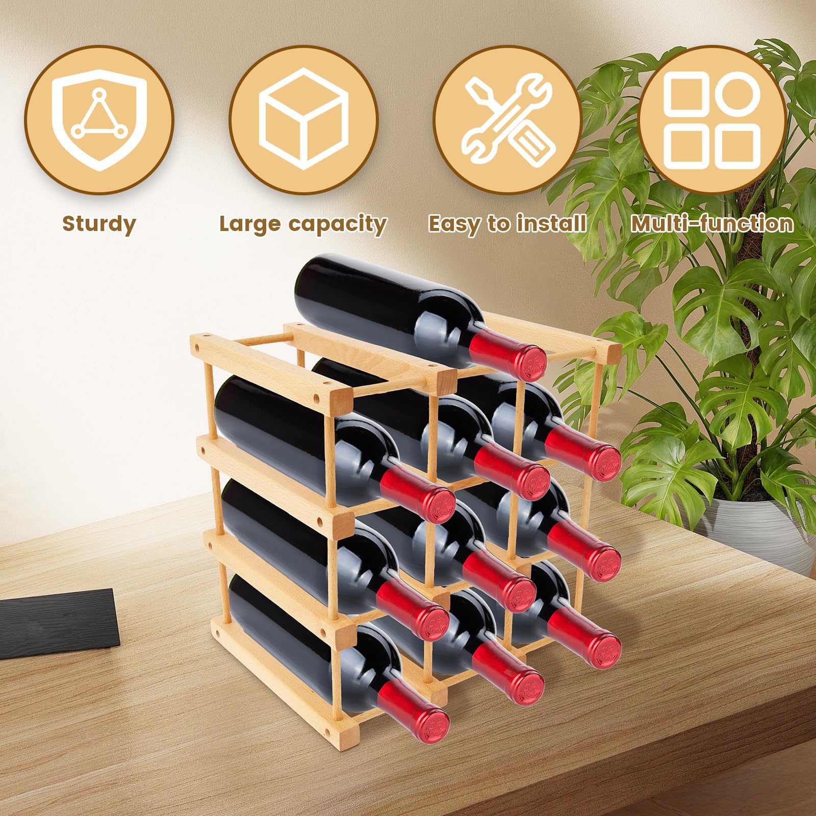 Wooden Wine Rack Countertop Racks For Home Wine Cabinet Stackable Ash ...