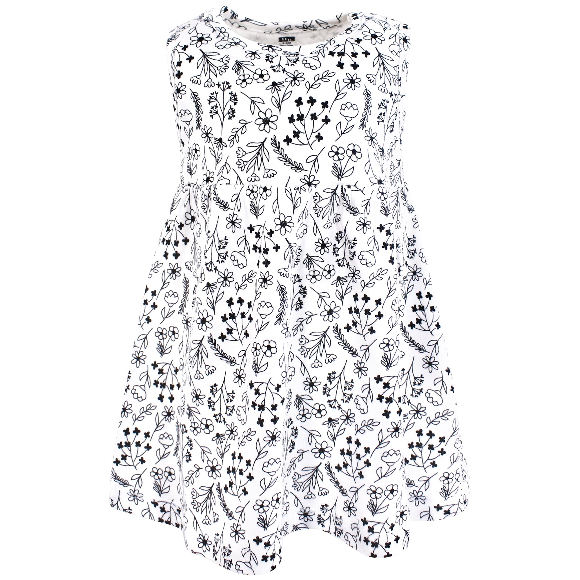 Hudson Baby Infant Toddler Girls Cotton Dress And, Black White Flowers, Set Vestito e Cardigan in Cotone per Neonate e Bambine, Fiori Bianchi e Neri, 4T, 4 Anni Bimba