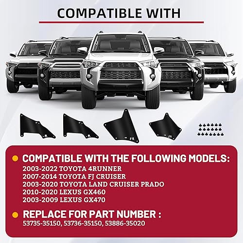 Miniatura 2 de HECASA Protectores contra salpicaduras compatibles con Toyota 4 Runner 2003-2022 FJ Cruiser 2007-2014 2010-2020 Lexus GX460 2003-2009 GX470