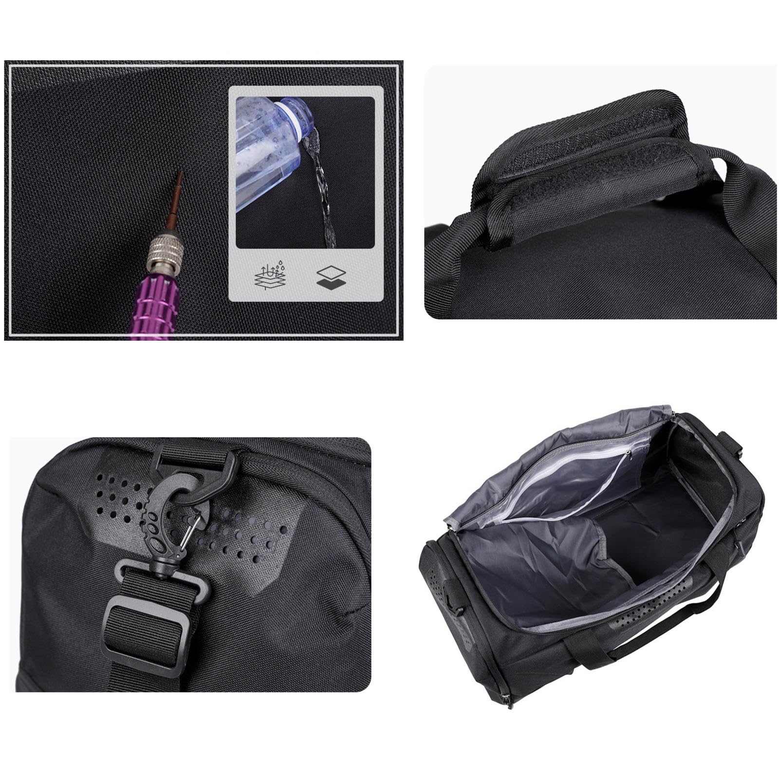 Borsone da Palestra Personalizzato Logo/Testo Personalizzato Borsa da Palestra Sportiva Uomo Donna Tasche Bagnate/asciutte e Scomparto per Scarpe Ideale Fitness Fine Settimana Black,51x28x24cm