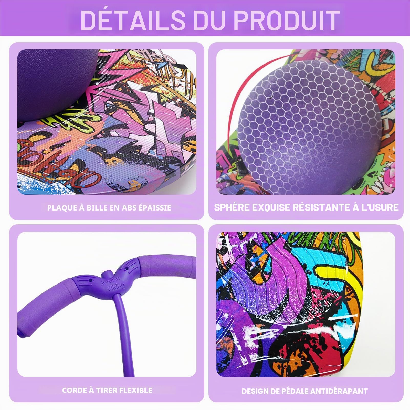 Ballon Sauteur Pogo Stick,Ballon Sauteur avec Poignée,Capacité de Charge de 100kg,Pogo Stick pour Enfants pour Les Enfants et Les Adultes Qui Souhaitent Travailler l'équilibre(Violet)