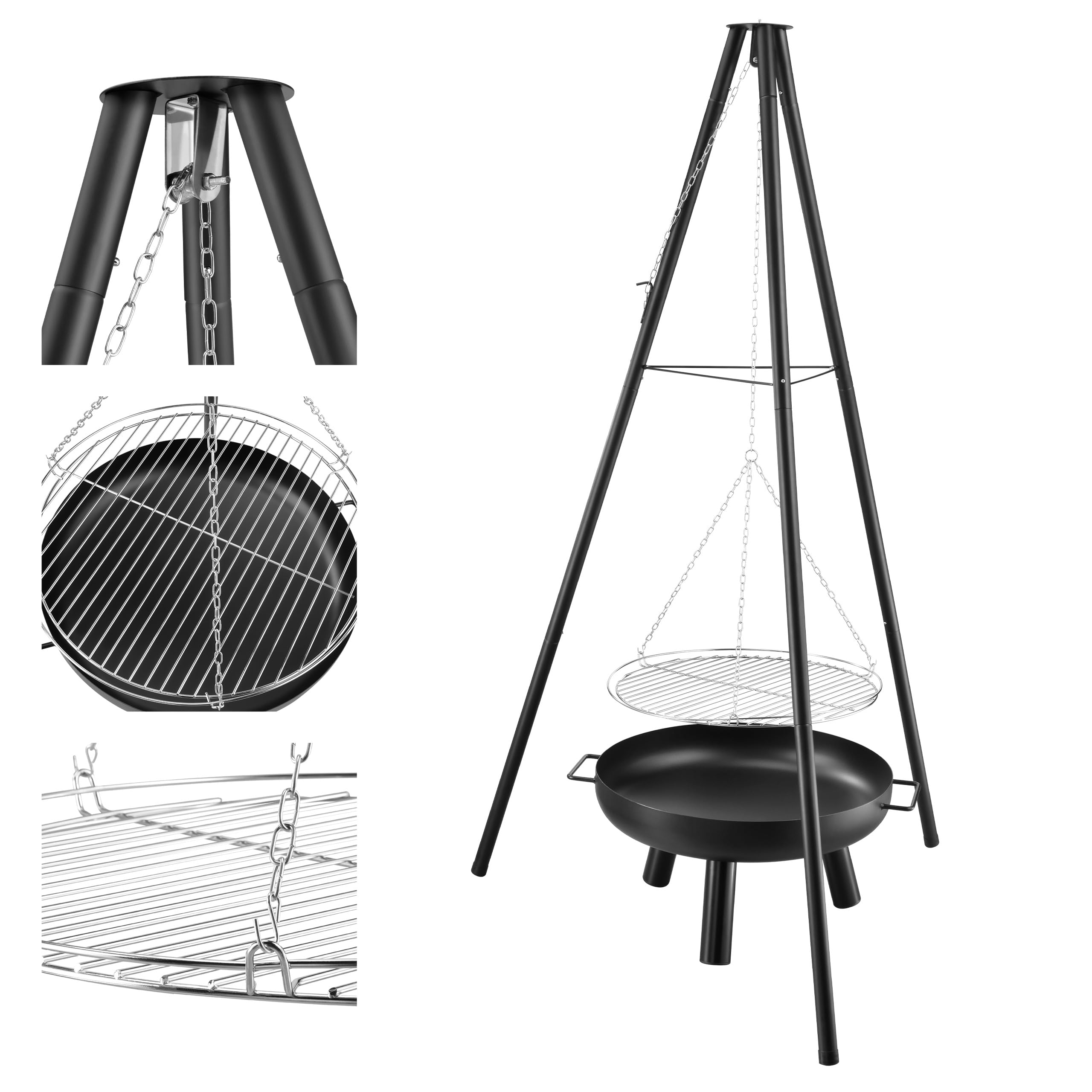 Gregman Roast 35, Barbecue brasero 3 en 1, Brasero de Jardin avec Chaudron