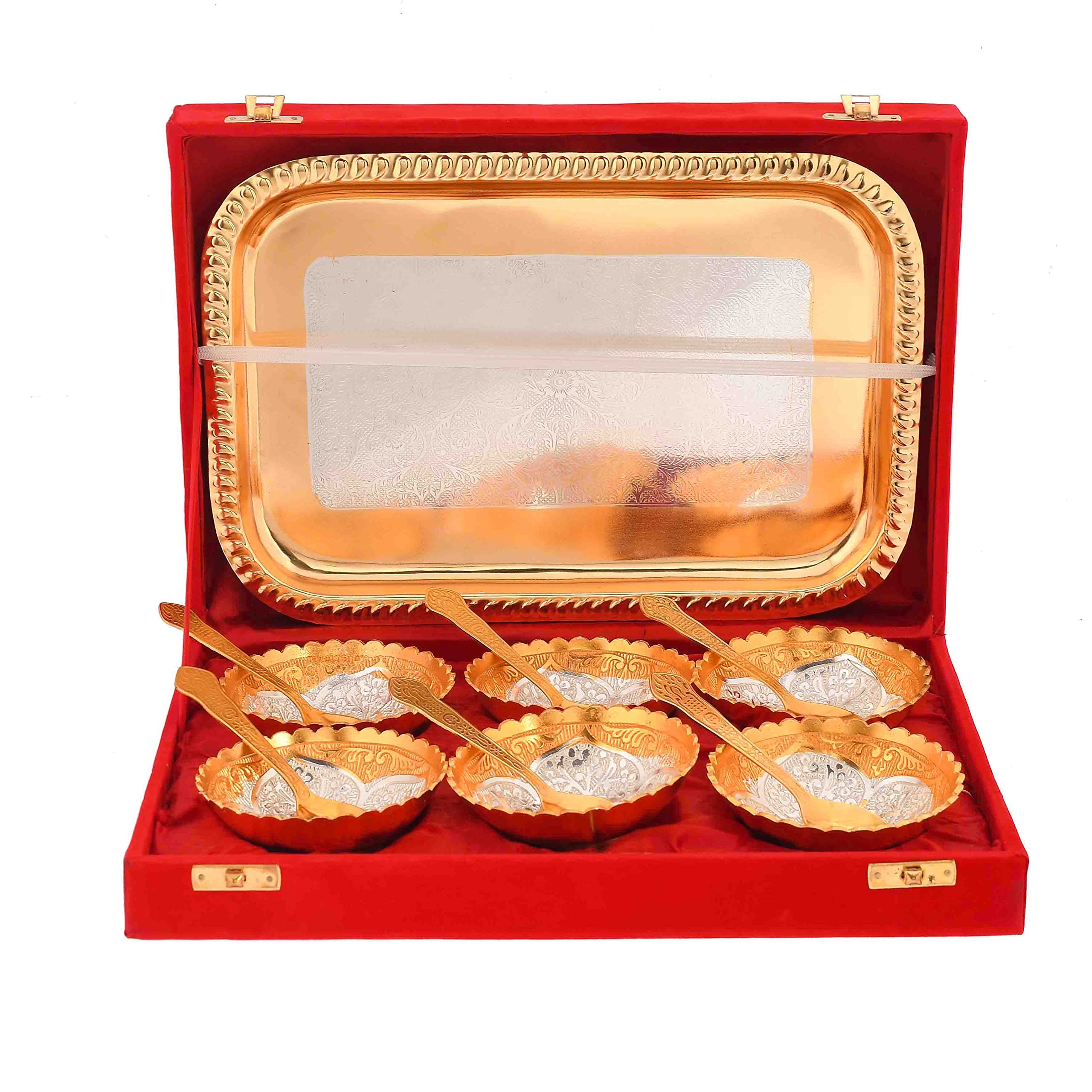 AC ANAND CRAFTS | Solid German Silver Bowl Set | Flower Design | Gold-Silver Plated | Set of 13 pc | Red Velvet Box, Best for Diwali, Corporate, Navratri Gifting 500 ml (B0BC9QLCZ2) Amazon Price History, Amazon Price Tracker