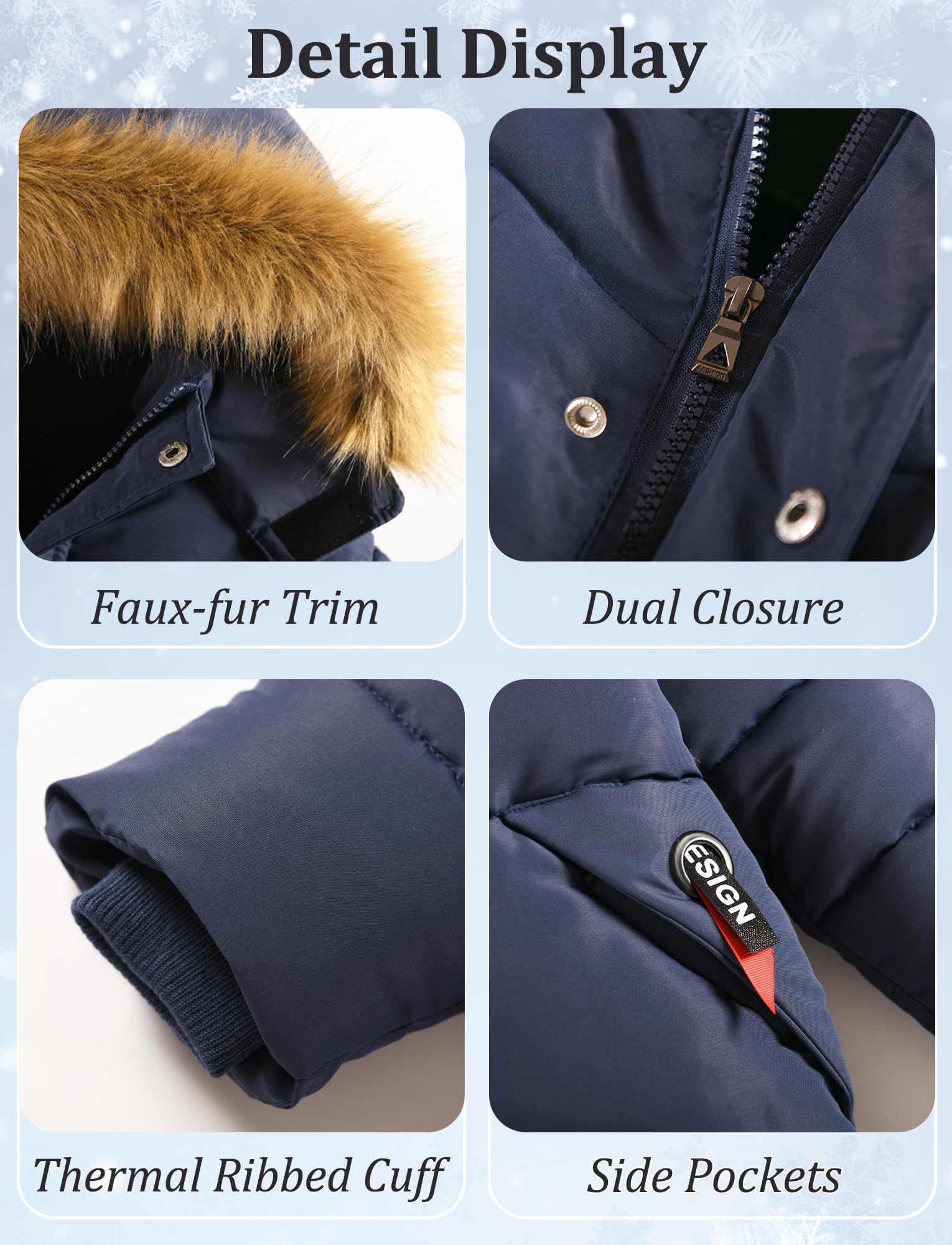 SEAUR Jungen Winter Daunenjacke Leichte Warme Gefüttert Wintermantel Kinder Jungen Steppjacke Winddichte Weich 3-10 Jahre