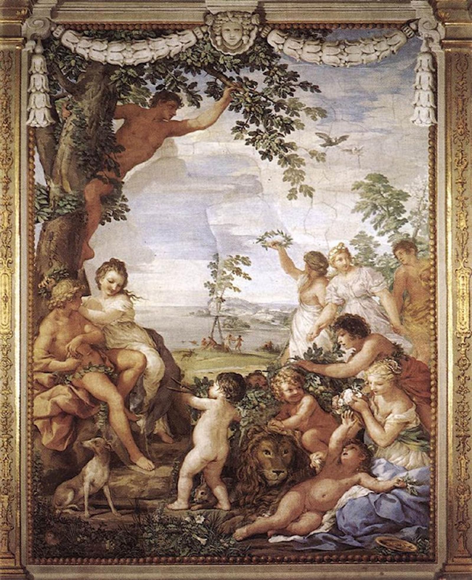 Hrjubwree No Frame Oil Painting Prints On Canvas Painting Picture The Golden Age Pietro Da Cortona Artwork Canvas Prints For Home Decor 60X90cm