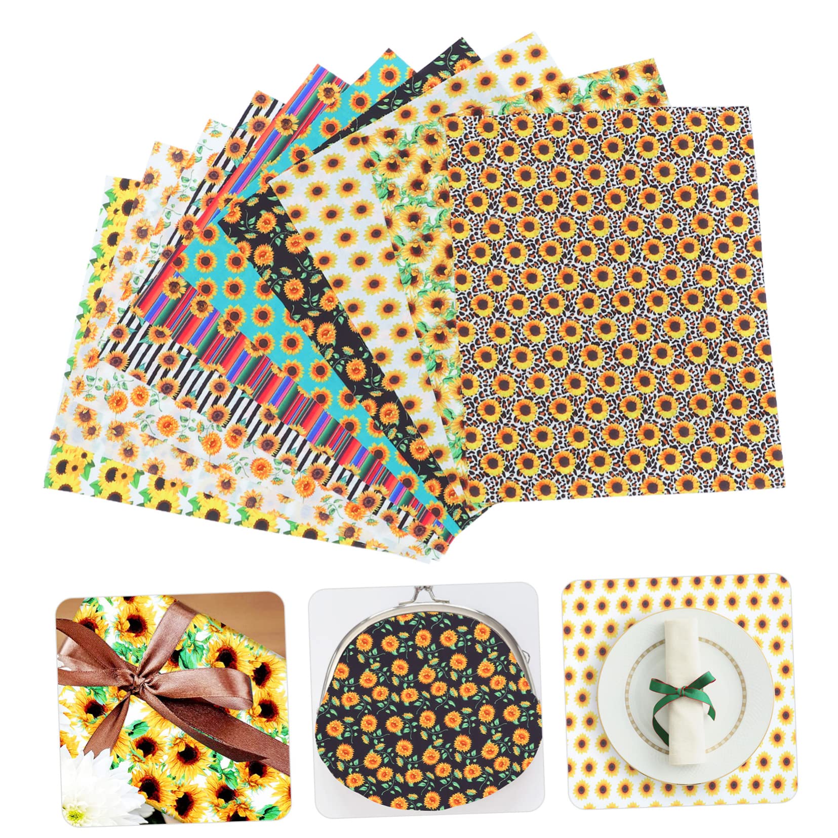 10hojas Tela De Algodón Estampado De Girasoles Para Patchwork y Manualidades Para Proyectos y Decoraciones Festejas