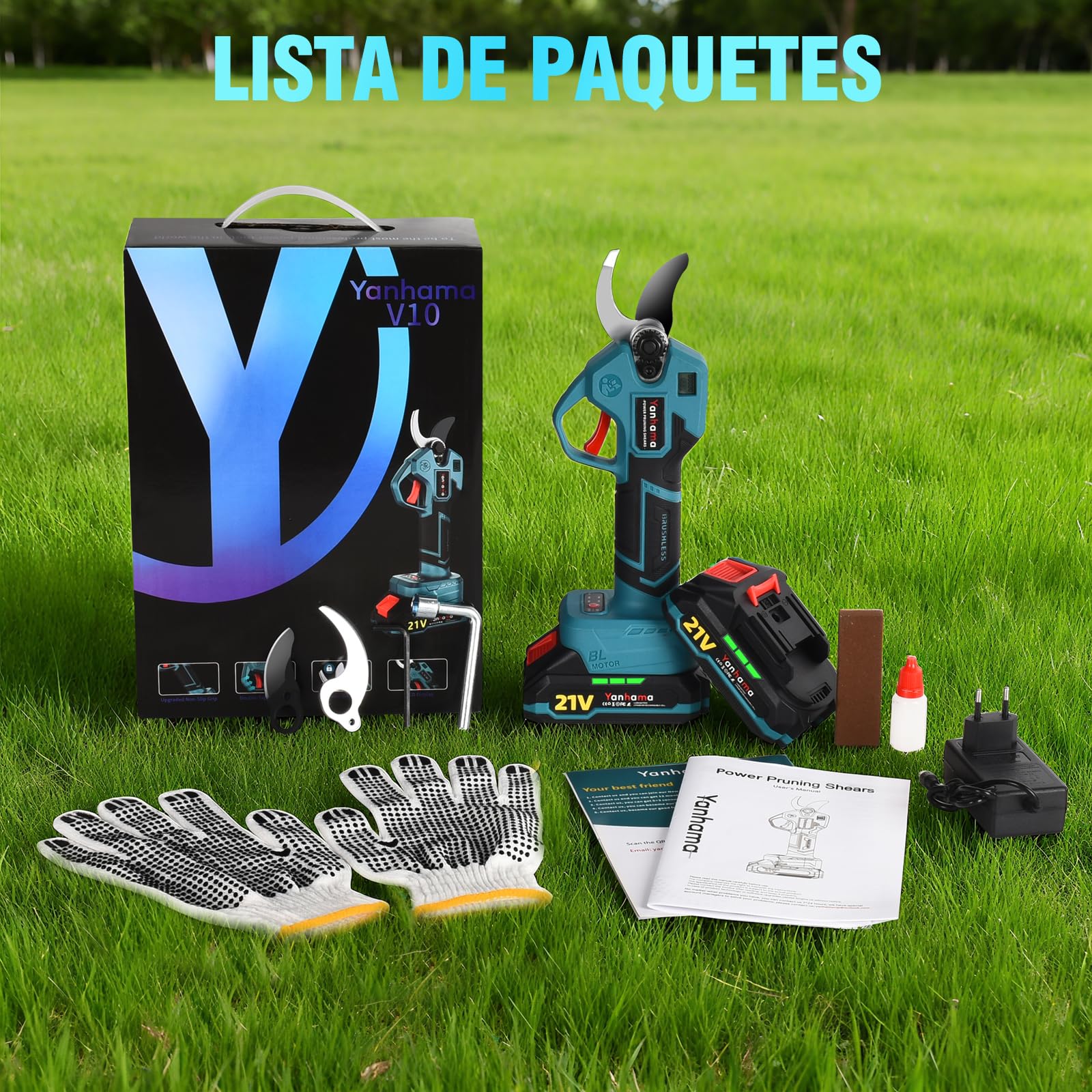 Tijeras de Podar Electricas 50 mm Tijeras de Podar Batería profesionales con 2 * 2000 mAh, Hoja SK5, Motor sin Escobillas, Pantalla LCD para Jardinería, Árboles Frutales, Viñedos