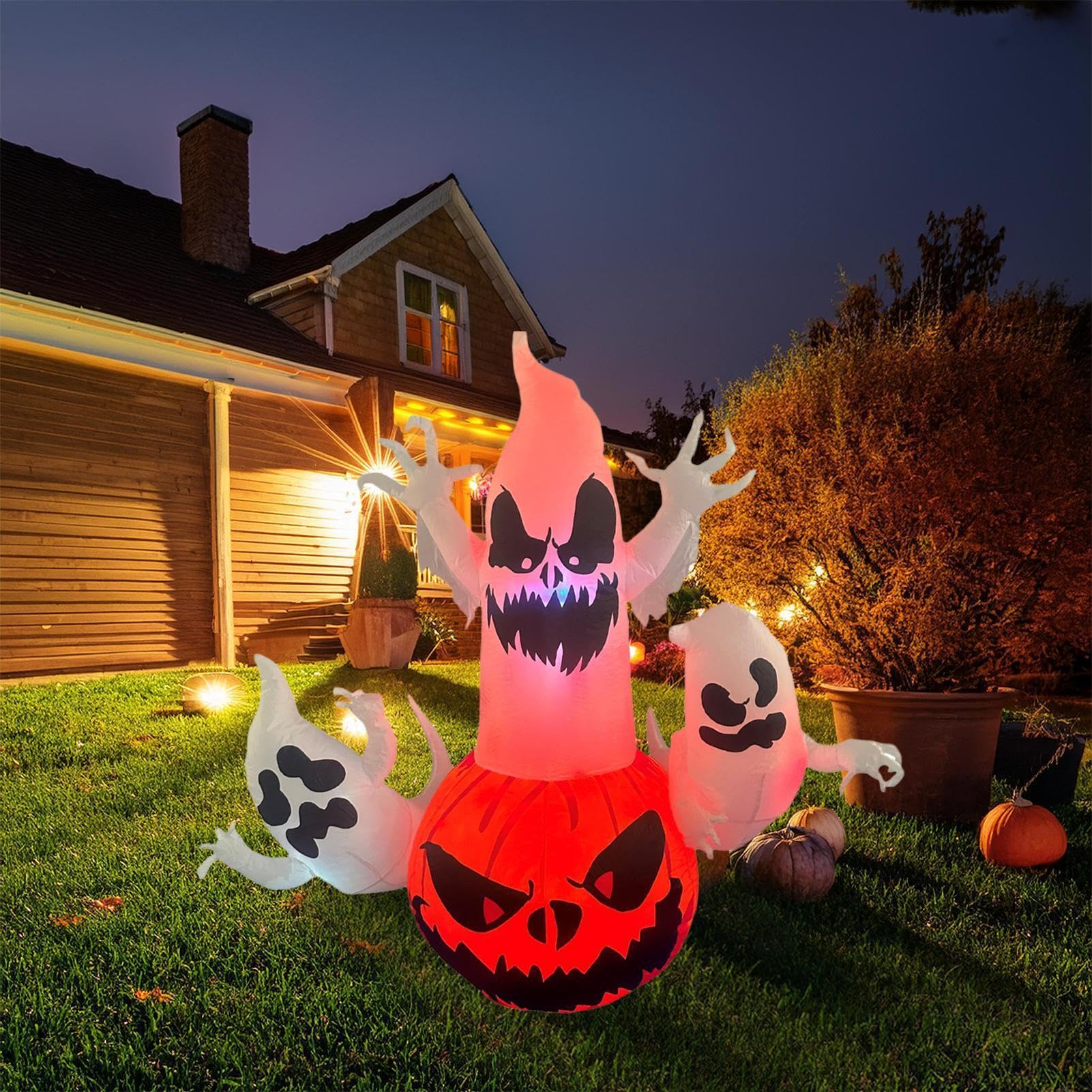 Ogród duch nadmuchiwane dekoracje na Halloween na zewnątrz, światło