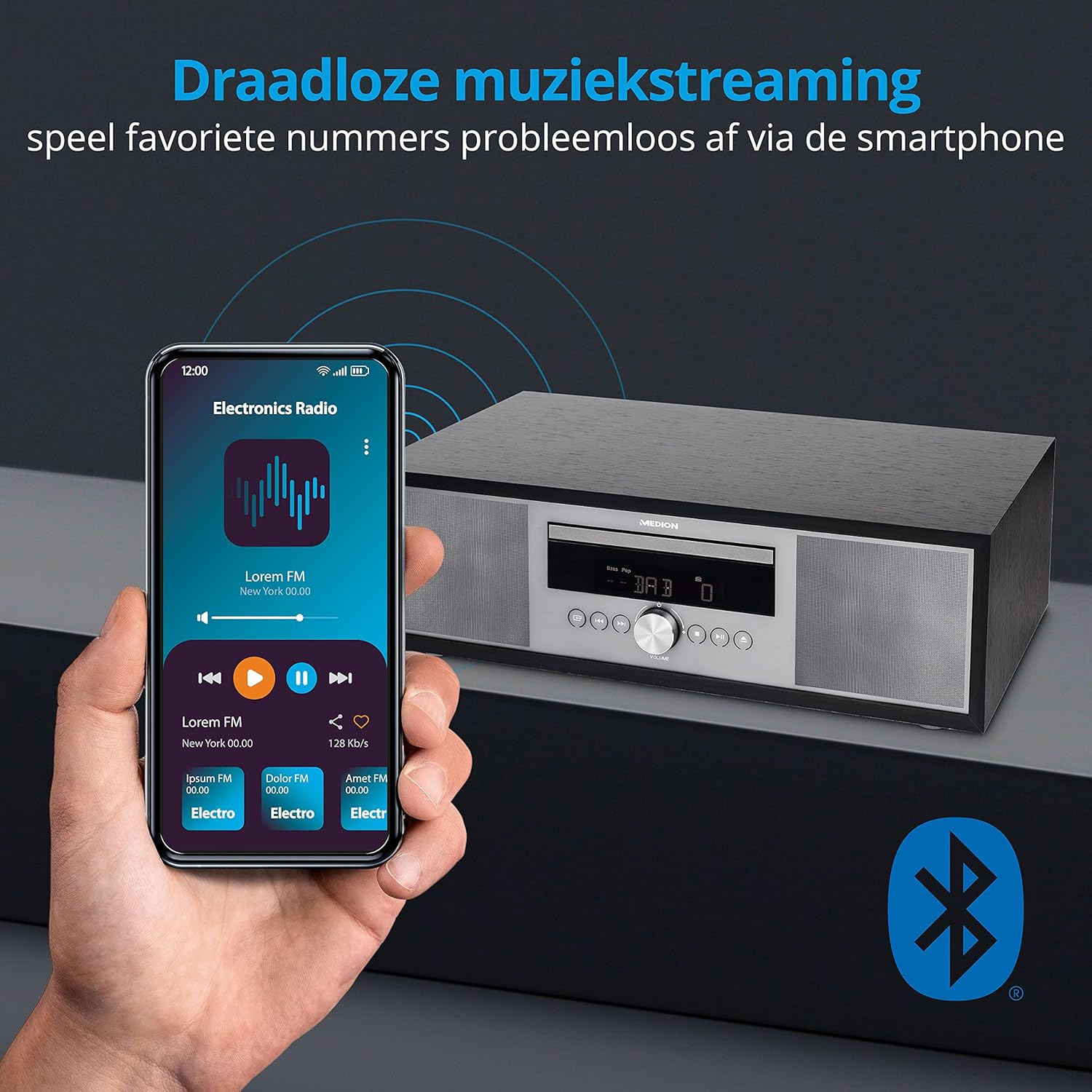 Integrated CD player for audio and MP3 CDs