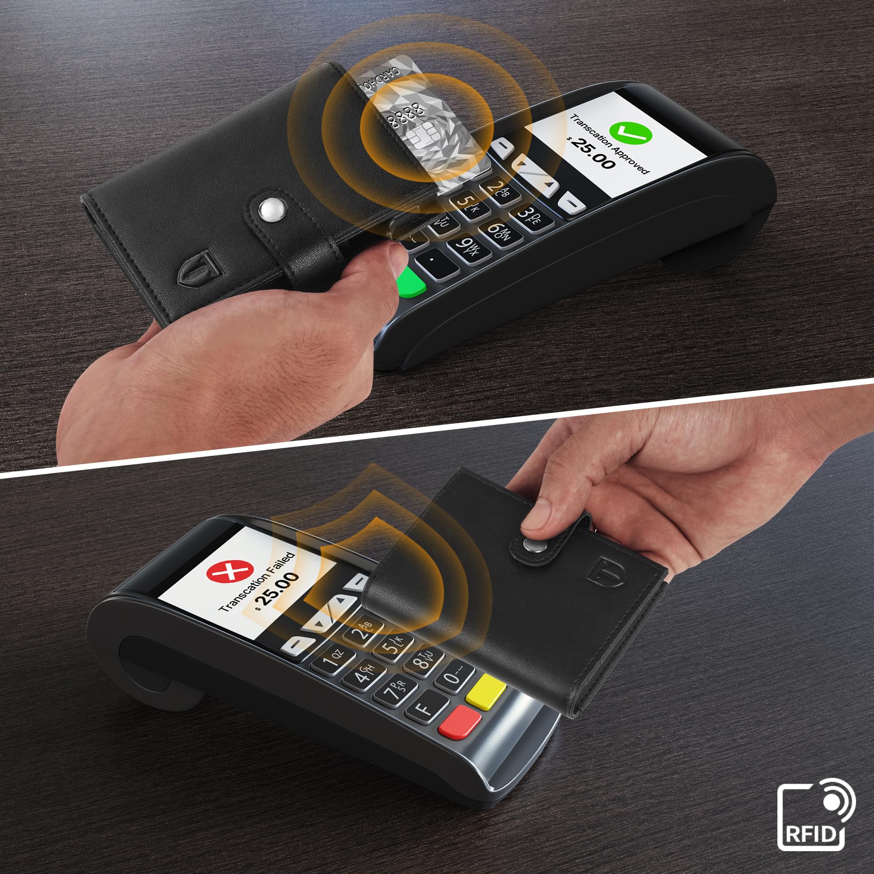 TENBST Portafoglio Uomo Slim | Porta Carte di Credito con Protezione RFID | Portamonete Compatto con Scomparto per Banconote | Portafoglio Uomo Piccolo con Scatola Regalo Elegante | Nero