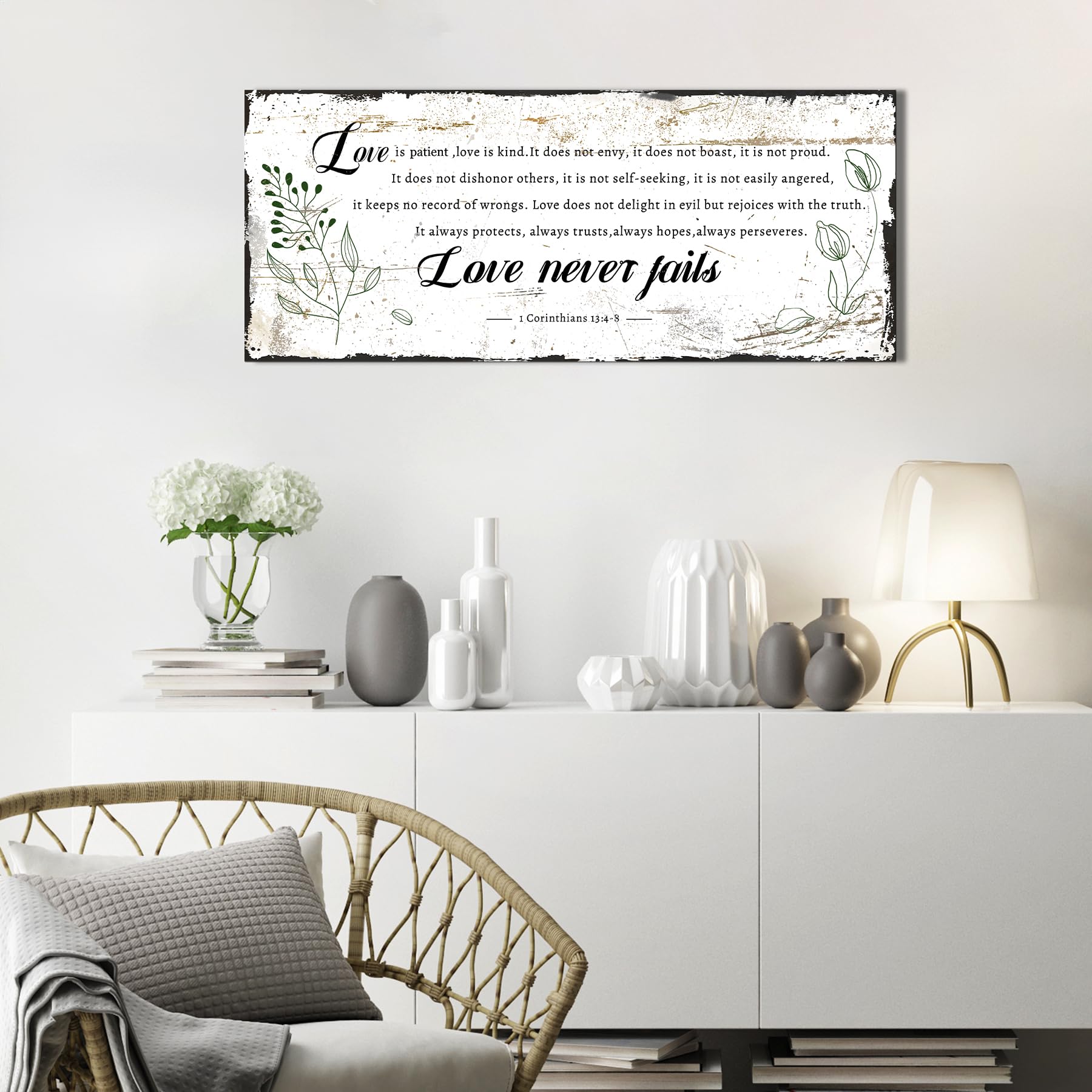 Love Never Fails Sign Framed Wall Art Above The Bed Love Is Patient ...