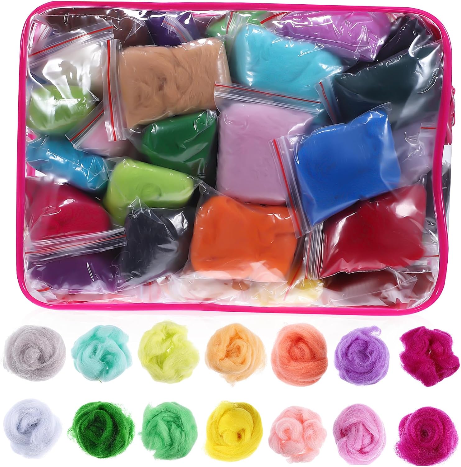 SEWOART Wool Roving Yarn Pack for Needle Felting Craft Felt Material DIY Felting Crafts Supplies for Handmade Projects