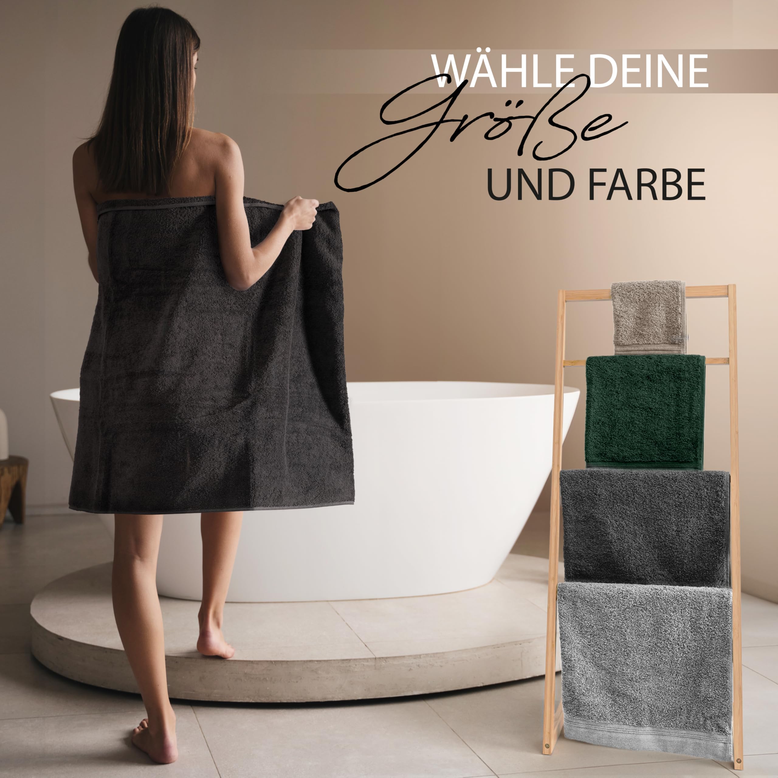 Hausfelder Asciugamani 50x100 cm – Set di asciugamani premium 500g/m² - 100% cotone, certificati Ökotex (50x100 cm erde chiaro)