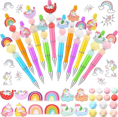 Miniatura 1 de Ctosree Kit de 12 bolígrafos de cuentas de silicona, cuentas focales para bolígrafos con cuentas, kit de fabricación de bolígrafos de cuentas de
