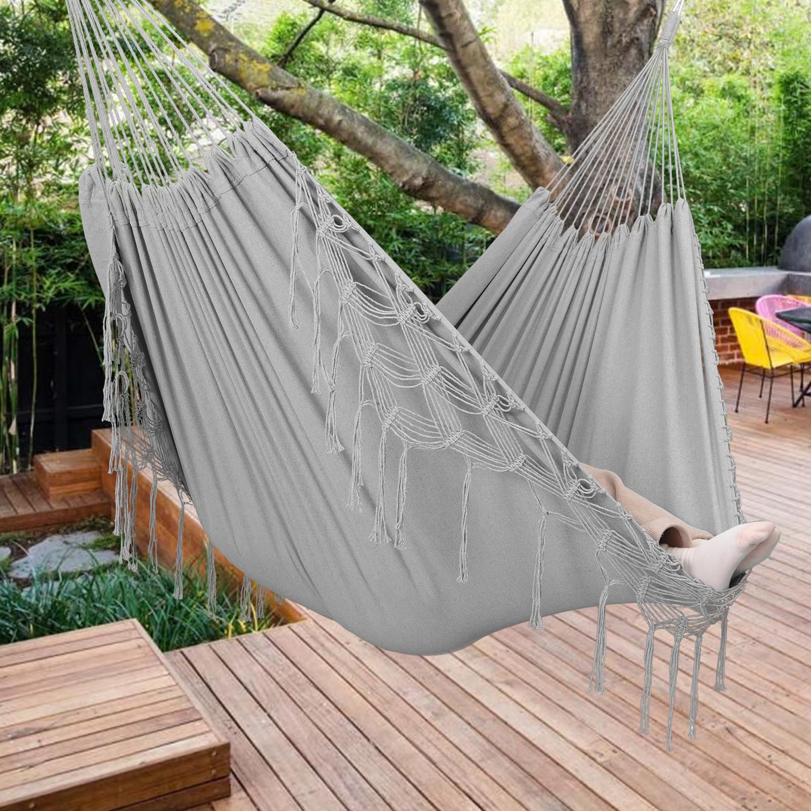Hngematte Outdoor Boho Hngematte 2 Personen, Tragfhigkeit bis zu 204kg,  tragbar mit Tragetasche fr Patio Garten Hof Indoor : Amazon.de: Garten
