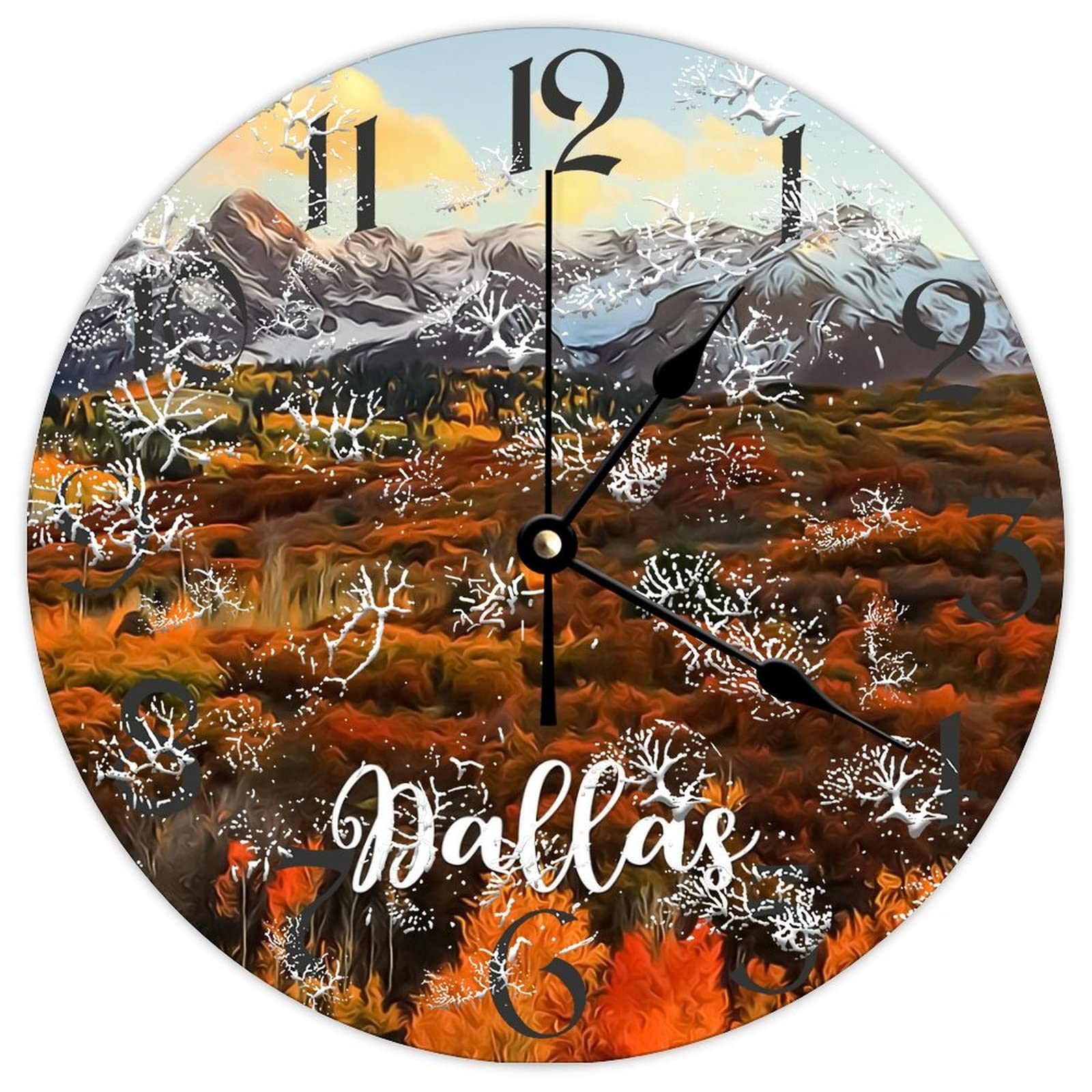 Horloge murale ronde en bois Dallas 38 cm pendule silencieuse vintage