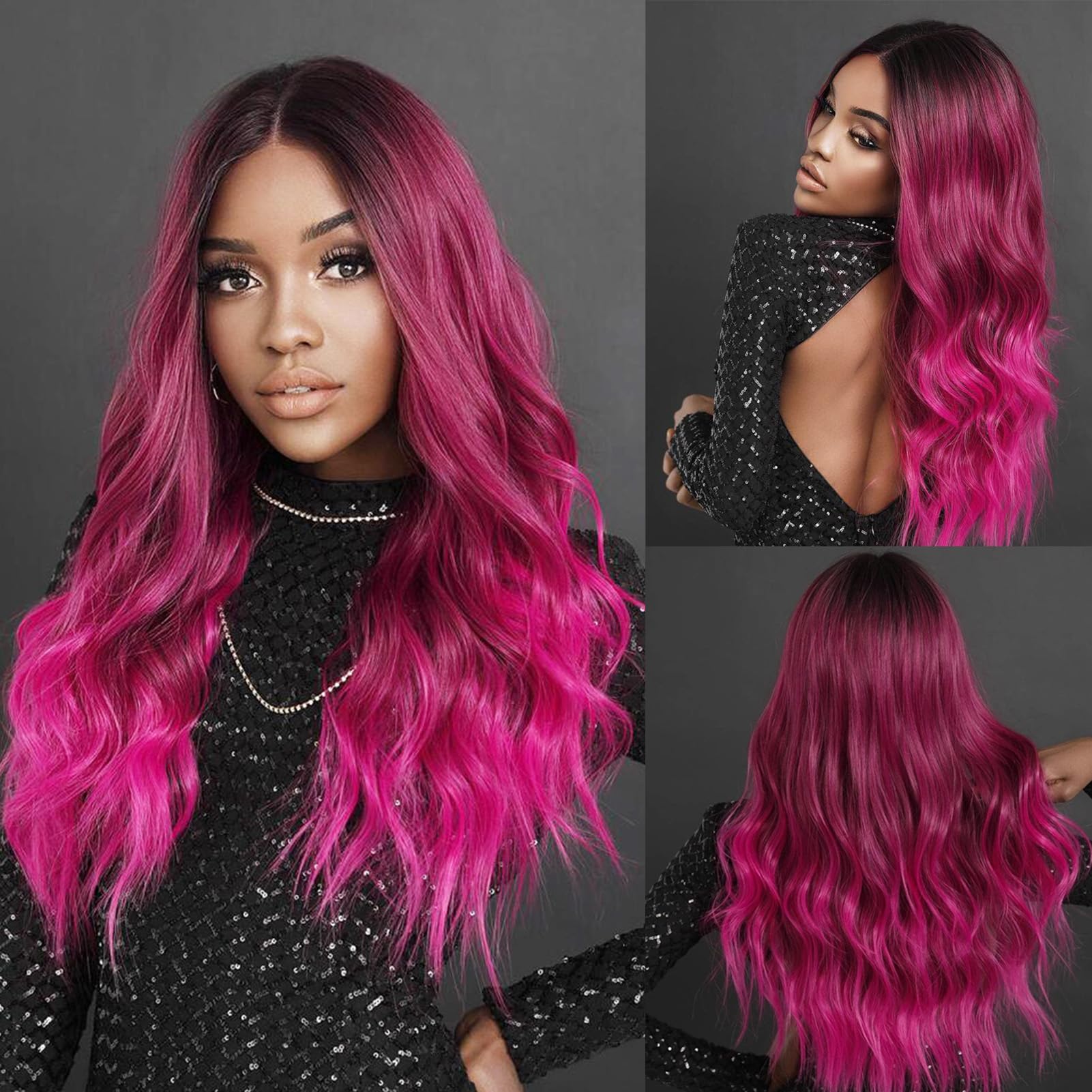 Amazon.com : Amarlis Hot Pink Wigs for Women, Long Ombre 