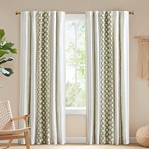 INK+IVY 100% Cotton Boho Window Curtain, Single Panel, 50x108 Green