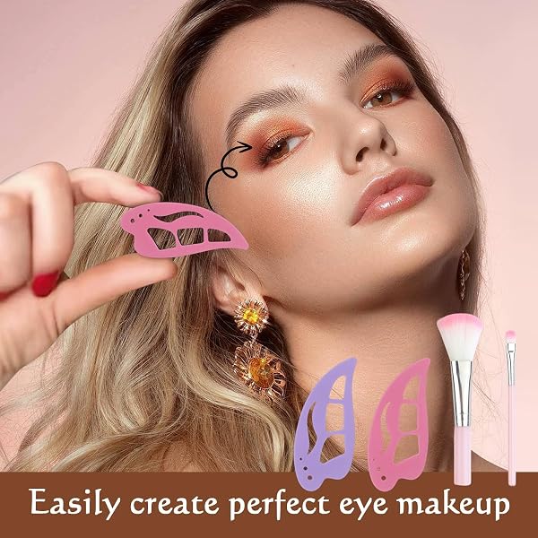 Set 4 Stencil Eyeliner e Ombretto in Silicone Morbido, Strumento Ausiliario Riutilizzabile per Trucco Occhi, Guida per Linee Precise con Pennelli Inclusi, Ideale per Principianti - 2