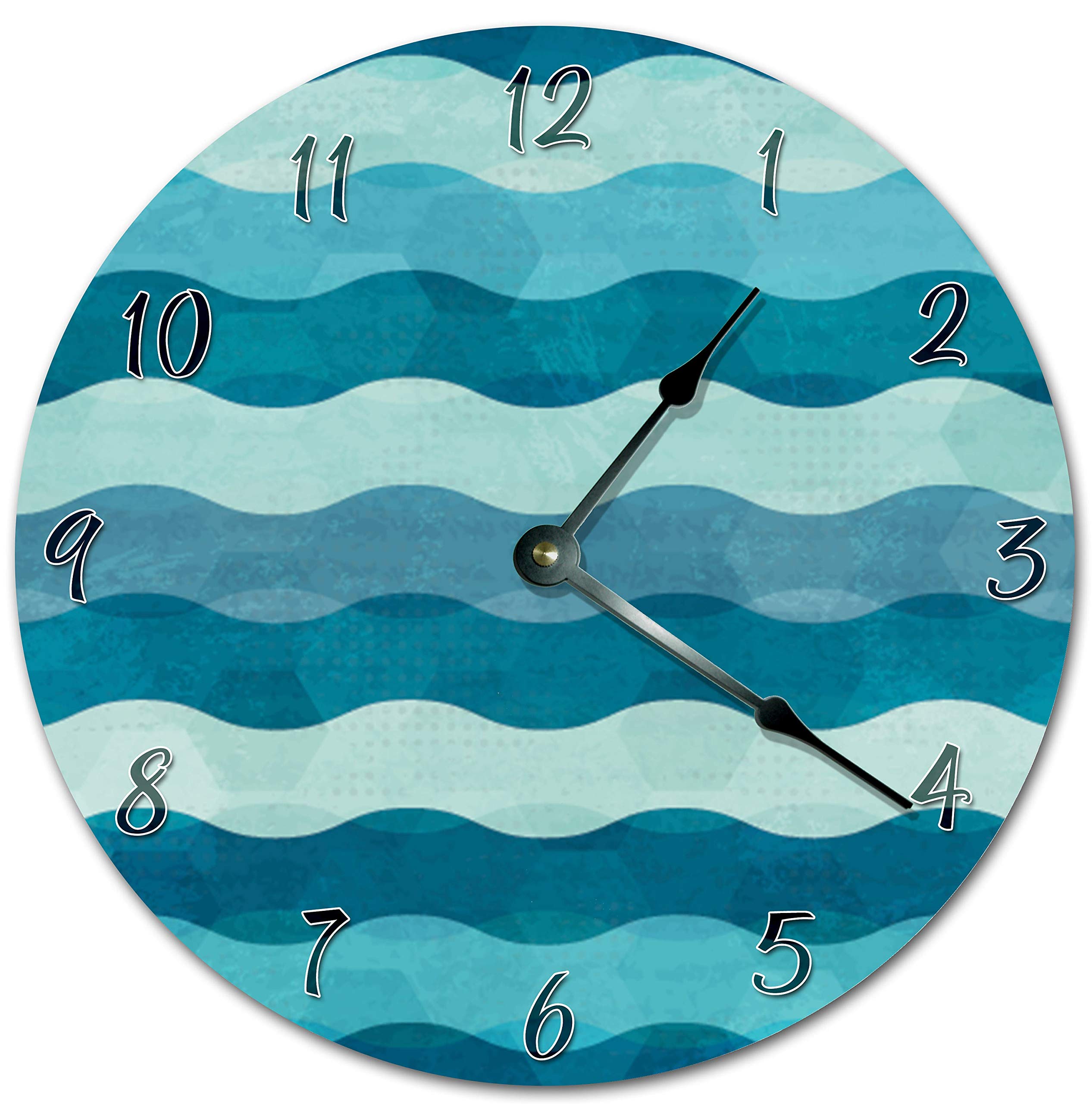 Horloge murale bleue ronde en bois pour une cuisine zen et moderne
