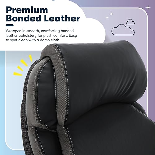 Miniatura 5 de Silla de oficina Serta grande y alta con capas inteligentes y tecnología de aire Cuero Negro Black, Marrón