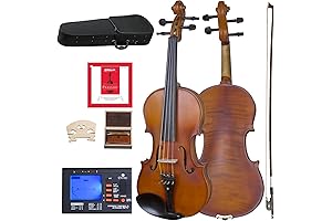Cecilio CVA-500 Solidwood Ebony Fitted Viola with D’Addario Prelude Strings, Size 14-Inch