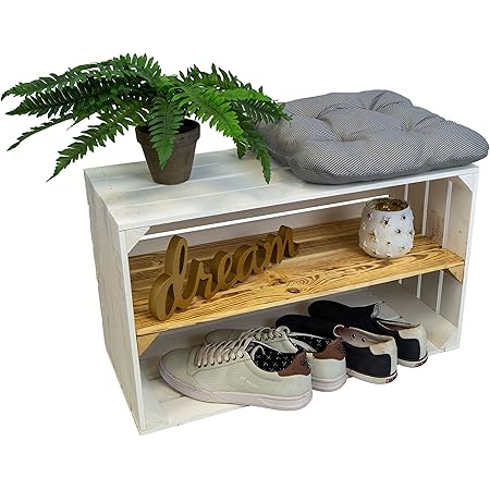 Holzkisten Shabby Weiß 4er Set - Schuhablage & Regal In Obstkisten-Optik