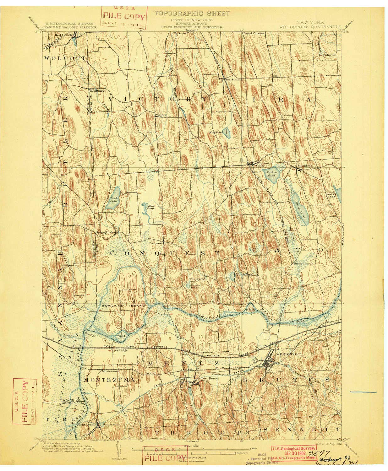YellowMaps Weedsport NY topo map, 1:62500 Scale, 15 X 15 Minute, Historical, 1902, 20.1 x 16.6 in