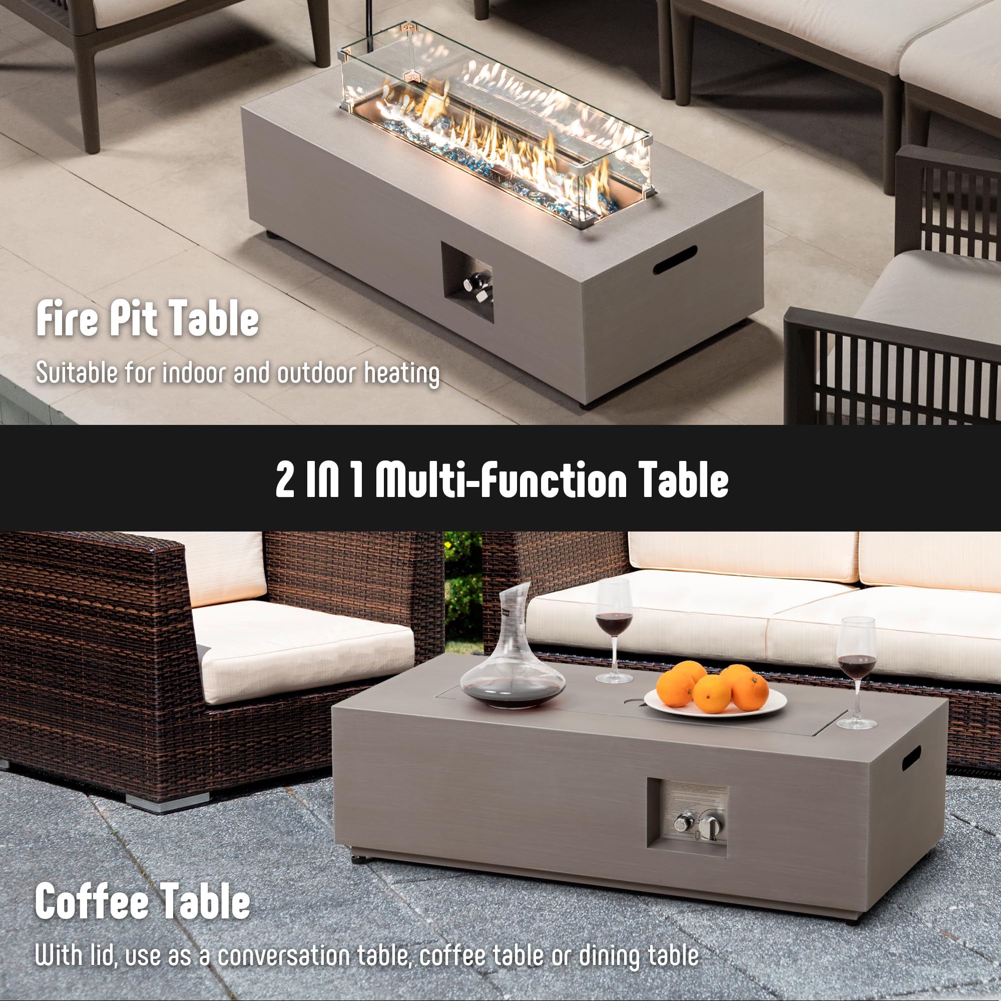 Amazon.com: Werph 42'' Propane Fire Pit Table Set with Tank Holder