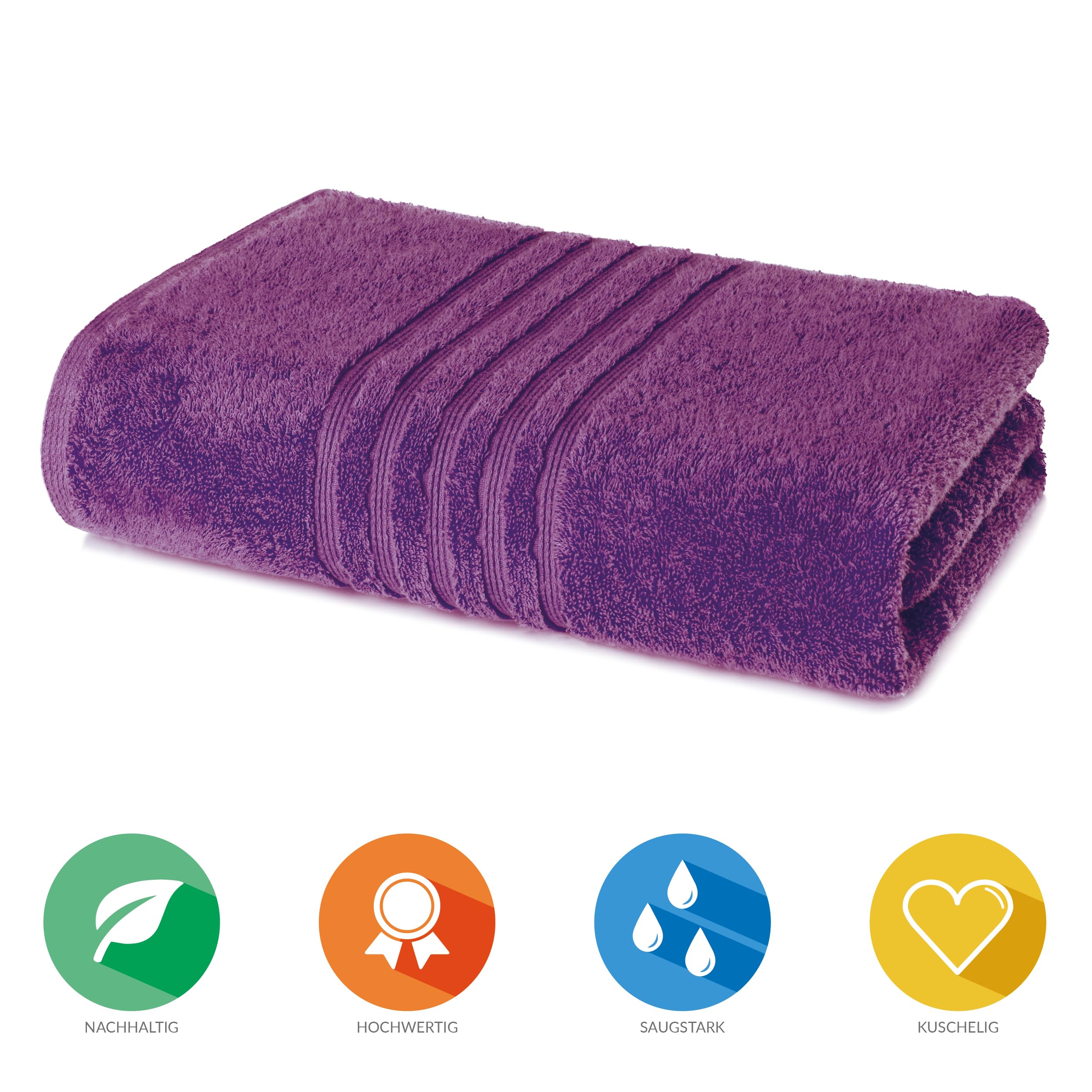Lavea® 1 Toalla de Sauna XXL 80x220 cm in Rizo de Algodón Orgánico 100% Suave y Absorbente, para Casa, Hotel y SPA – Ideal también como Toallas de Ducha – Violeta