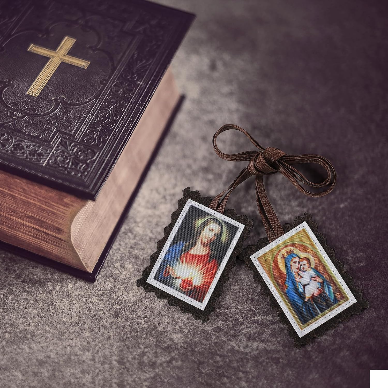 TALPGOD Brown Scapulars Catholic 3 Pack,Sacred Heart of Jesus with Our Lady Mt Carmel Catholic Scapular Gifts,Escapularios Catolicos,Escapulario De La Virgen Del Carmen - Image 5