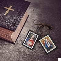 Vista 5 de TALPGOD Paquete de 3 Escapularios Católicos Marrones, Sagrado Corazón de Jesús con Nuestra Señora Monte Carmelo Escapulario Católico, Escapularios