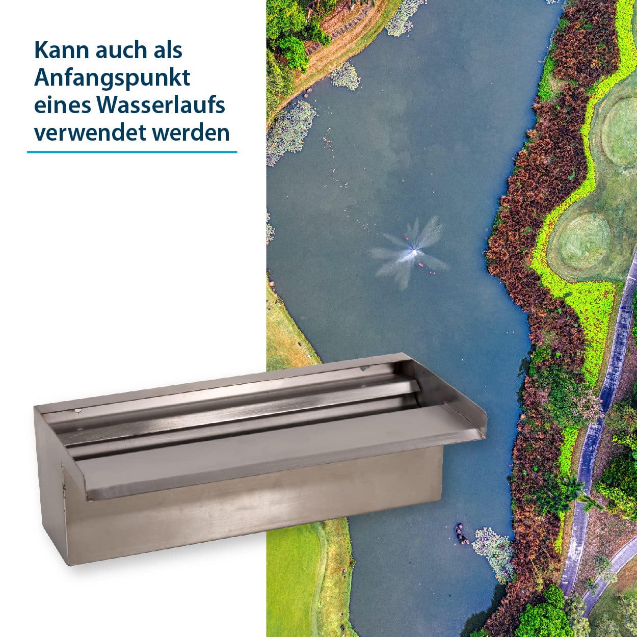AquaForte WF-30 Wasserfall Edelstahl - Teich Wasserfall 30cm