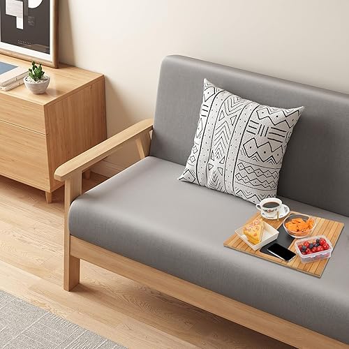 Miniatura 9 de Numola Bandeja de brazo de sofá, mesa de bandeja para reposabrazos de sofá, mesa ajustable y plegable para aperitivos, alimentos, bebidas, teléfono,
