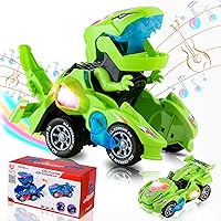 Vista 9 de Hirger Juguete de Coche Dinosaurio Transformable para Niños, Juguetes de Camión Monstruo Auto Transformador con Luz y Sonido para Niños Pequeños