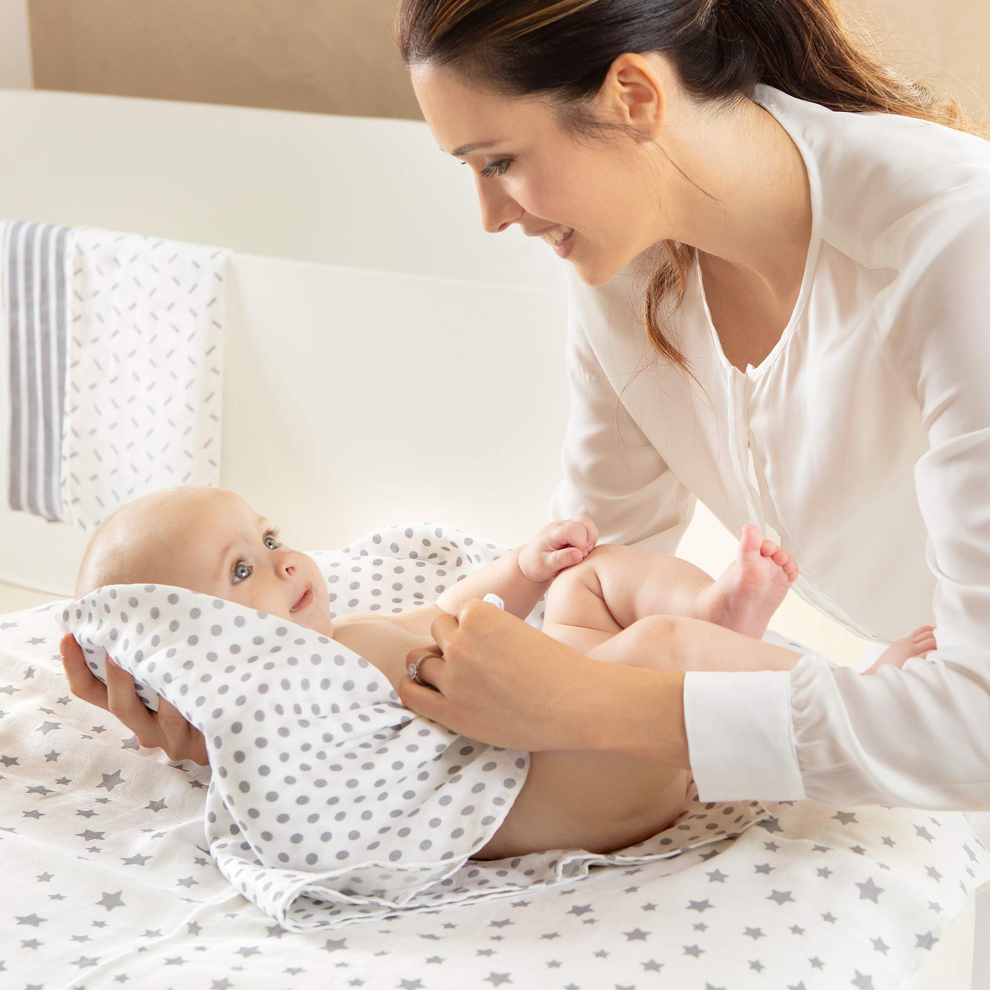 Niimo Mussole Neonato 80x80 cm in Cotone 100% Set 10pz Copertine Multifunzionali Lavabili Riutilizzabili Traspiranti Morbide Avvolgenti Quadrotti Bambini e Asciugamano Pulizia Bimbo e Mamma