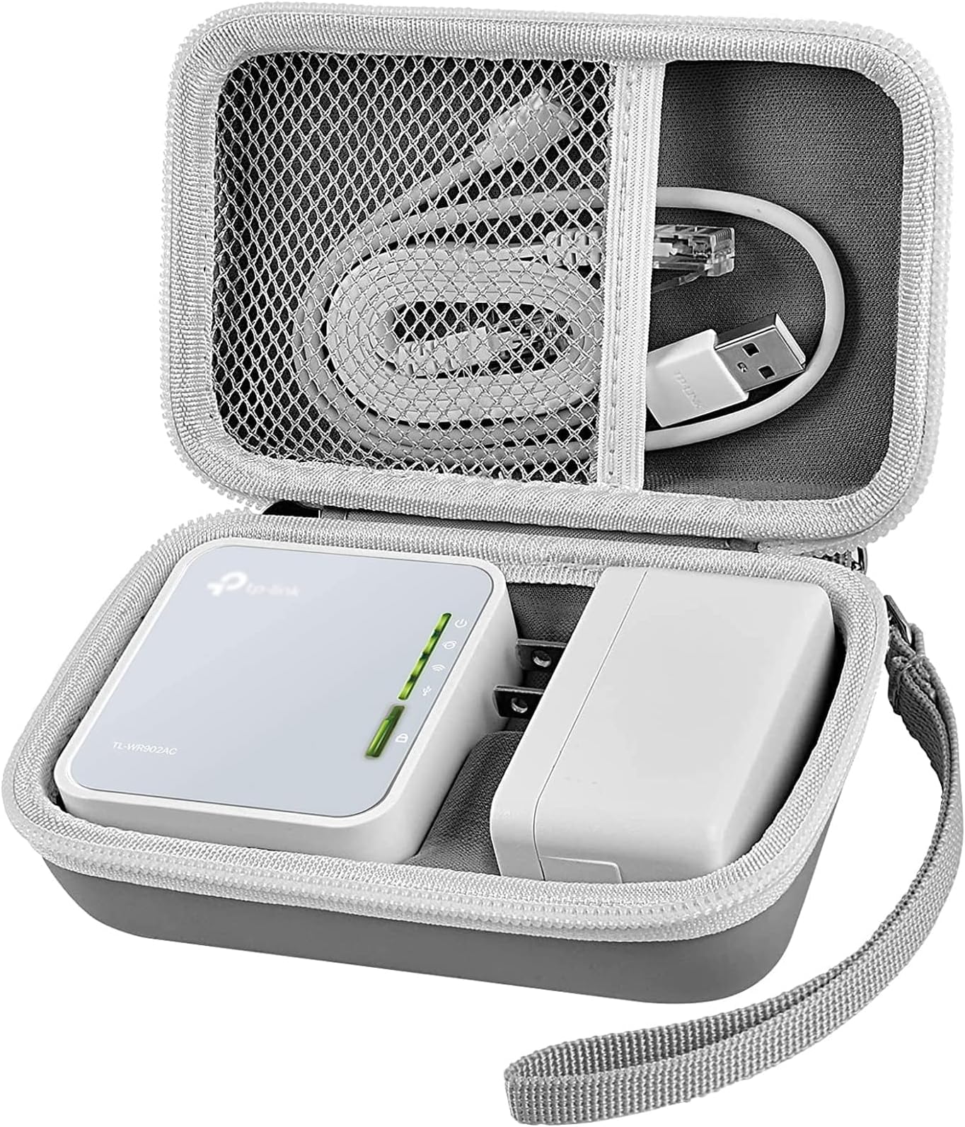 Case Compatible with TP-Link AC750 Wireless Portable Nano Travel Router. for Hotspot WiFi Devices Storage Carrying Box Holder for Power Adapter, Ethernet Cable and Other Accessories (Bag Only)-Grey