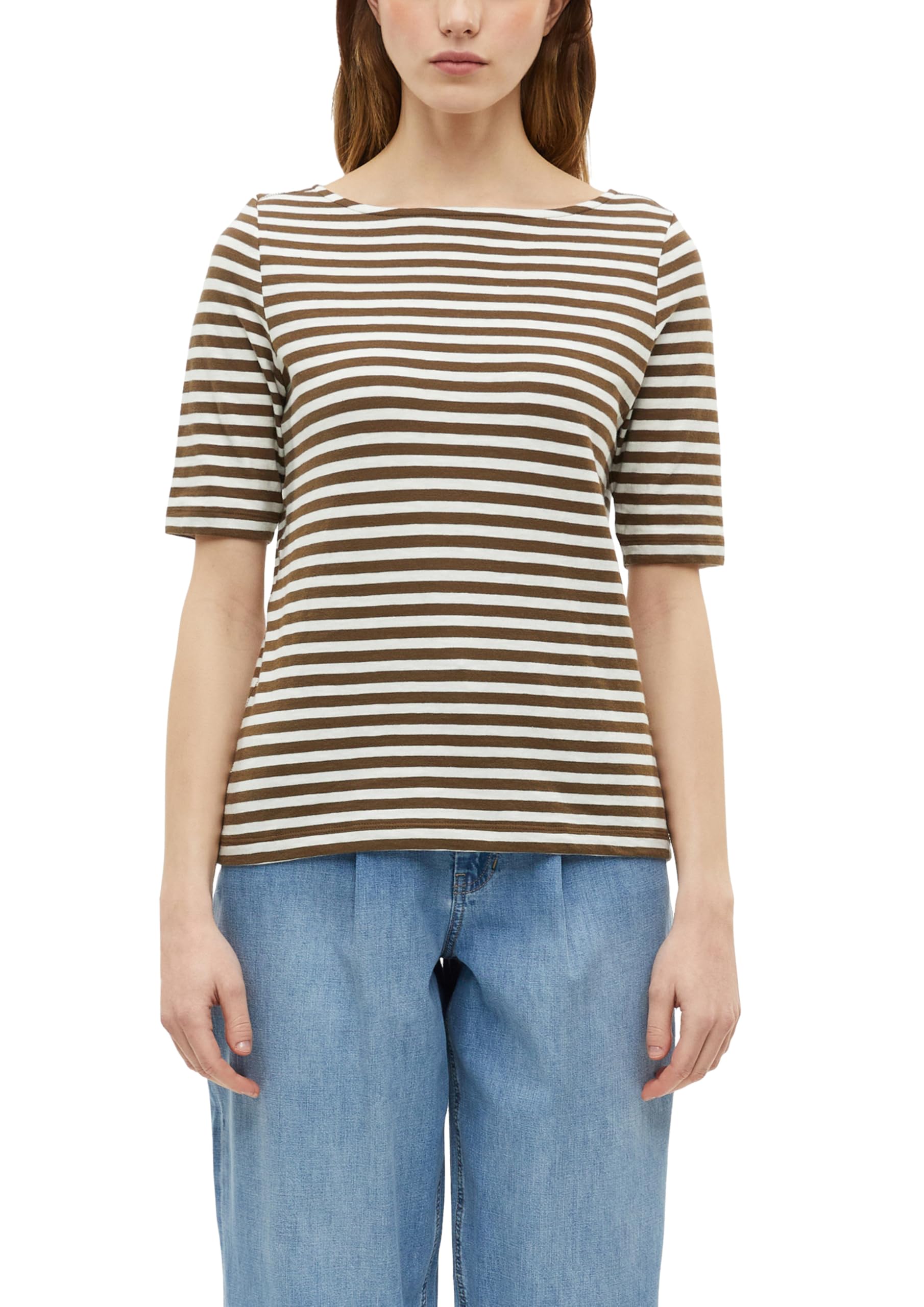 s.Oliver Women's 2180833 Flame Yarn Striped T-Shirt (Pack of 1), Brown, 20