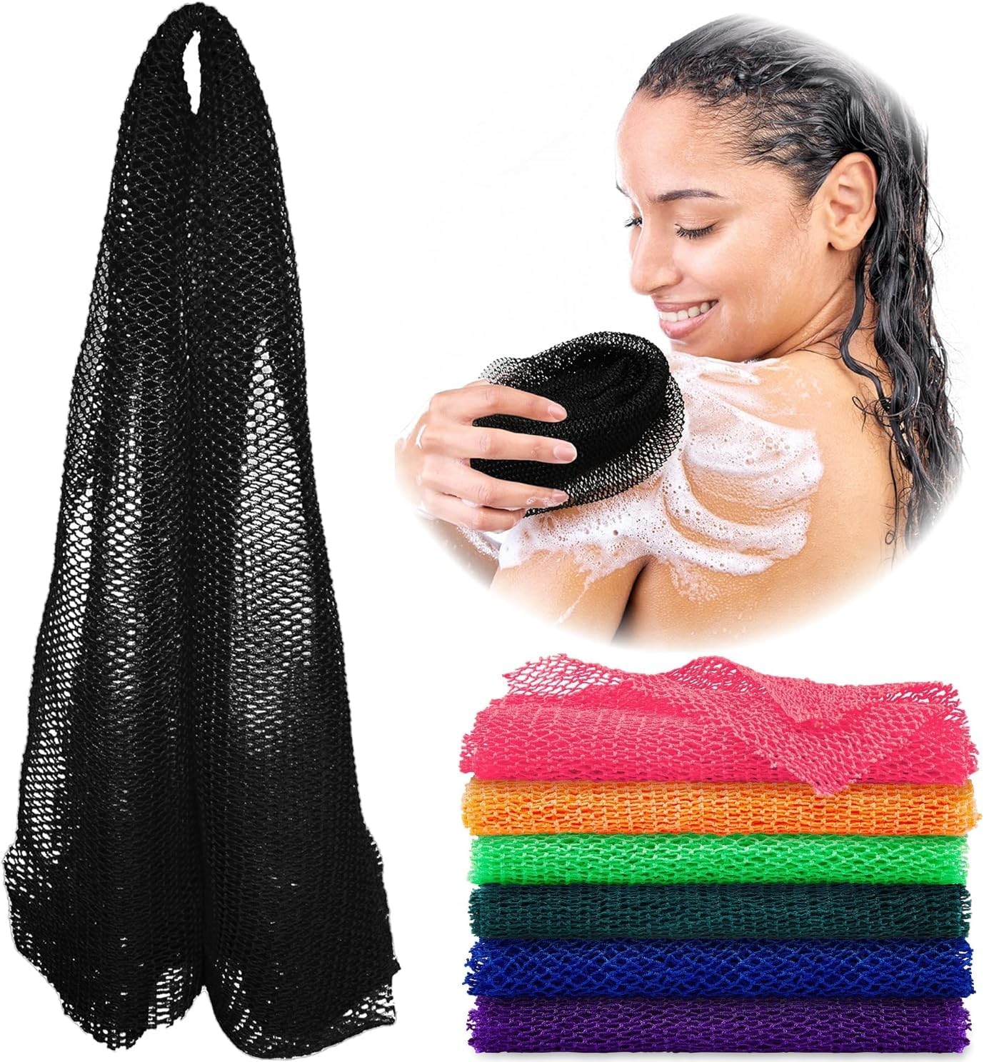 TCCO 3Pcs African Net Sponge Cloth, Exfoliating Body Scrubber, Back Scrubber For Shower Bath, Body Scrub Exfoliator,Exfoliating Washcloth Rags for Women & Men Bathing Accessories,Great for Daily Use