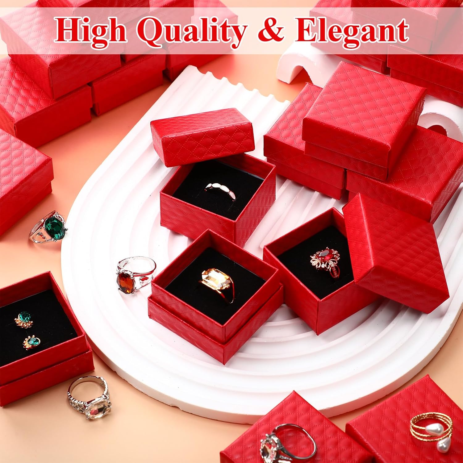 Kenning 120 Pcs Red Jewelry Gift Boxes 1.97 x 1.97 x 1.18 Inches Small Gift Boxes, Jewelry Display Case for Necklaces Pendant Rings Earrings
