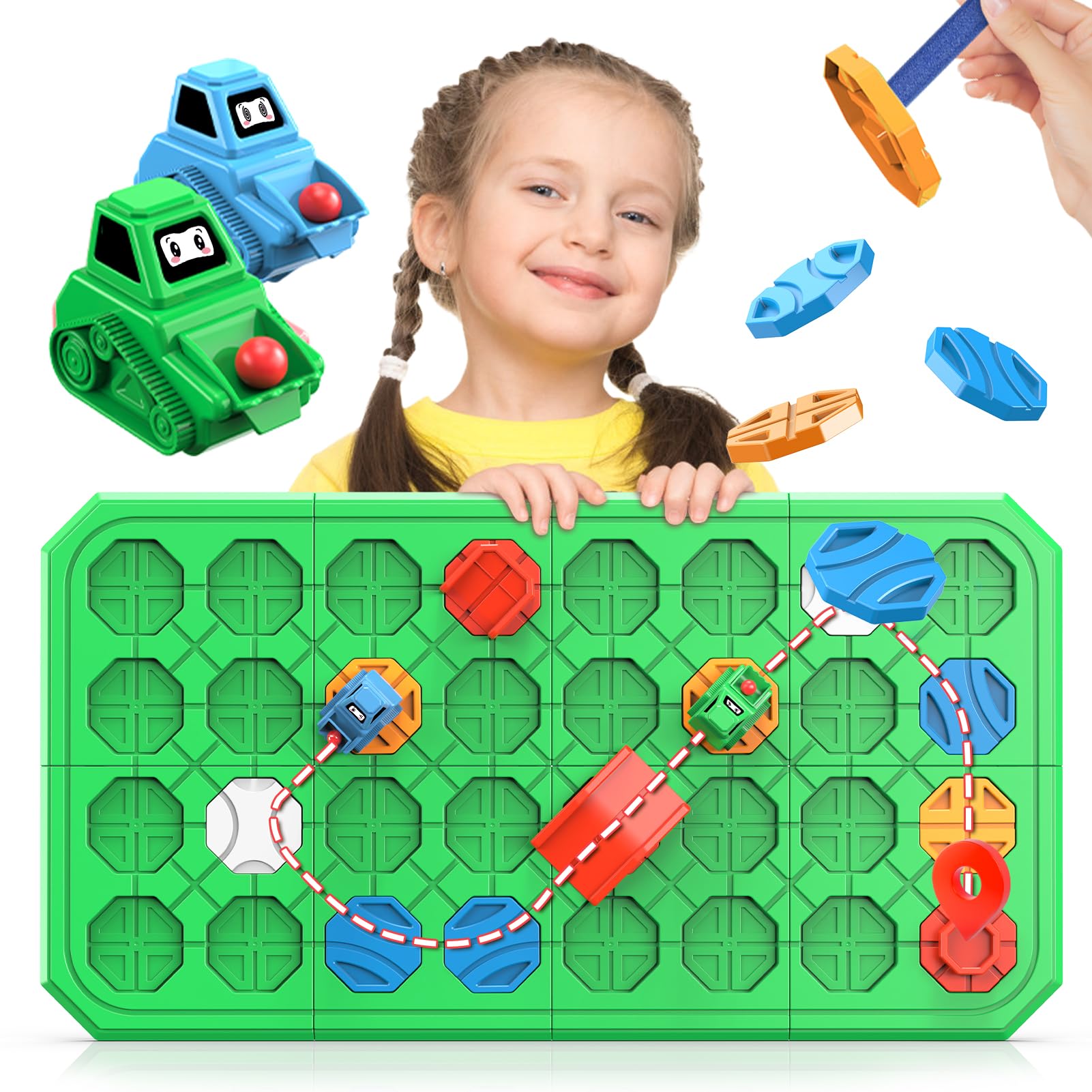 Logic Road Builder Games Toys: STEM Toys for 4 Year Old Kids Montessori Board Game Brain Teaser Puzzles Preschool Learning Activities Educational Toy for Toddler Ages 3 5 6 7 8-12 Boys Girls Gifts
