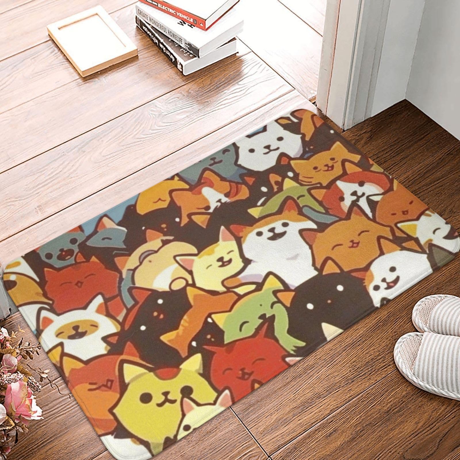 Felpudo entrada de gato de 40x60cm y alfombra de bienvenida antideslizante para baño u oficina