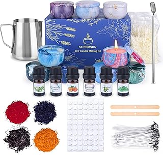 Kerzen Selber Machen Kerzenherstellung, Duftkerze Geschenkeset mit 100 Kerzendochte, 4x120g Bienenwachs, 6 Ätherisches Öl,...