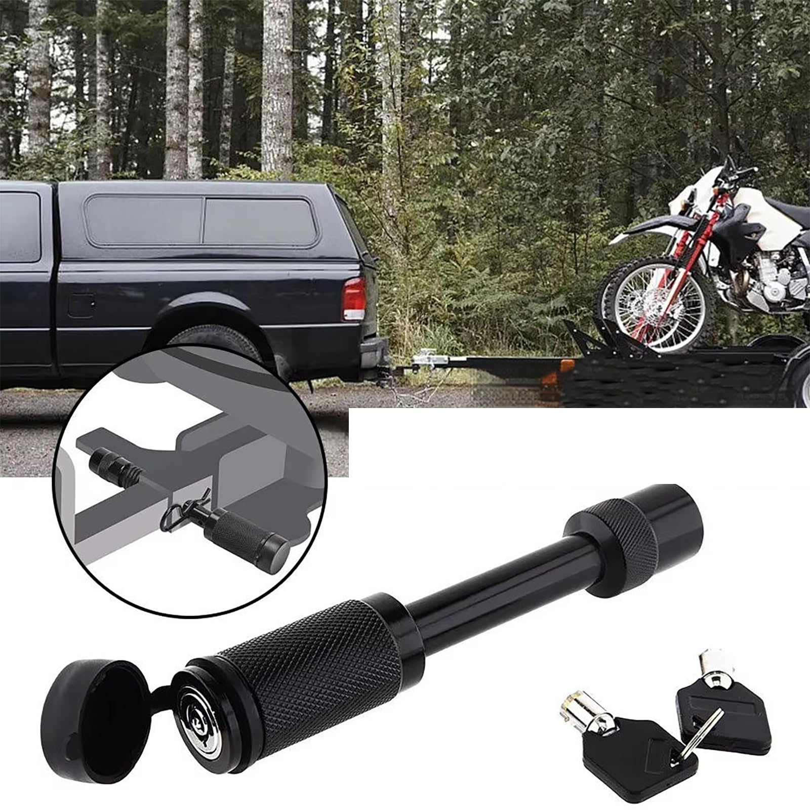 NEWFUN Adaptador de Enganche de Remolque rebajado 50 mm para vehículos estadounidenses, Bola de Enganche para automóviles, Furgonetas, Camiones y autocaravanas. (Tow Hook with Pin Lock)
