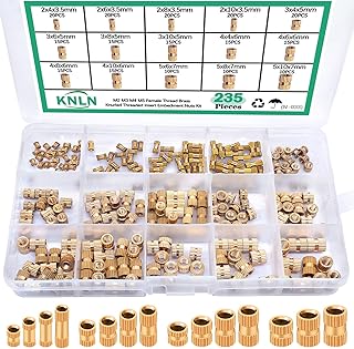 KNLN/235PCS M2 M3 M4 M5 M6 Female Thread Brass Knurled Threaded Insert Embedment Nuts Heat Insert Assortment Kit for 3D Printer Injection Molding N-033-235PCS
