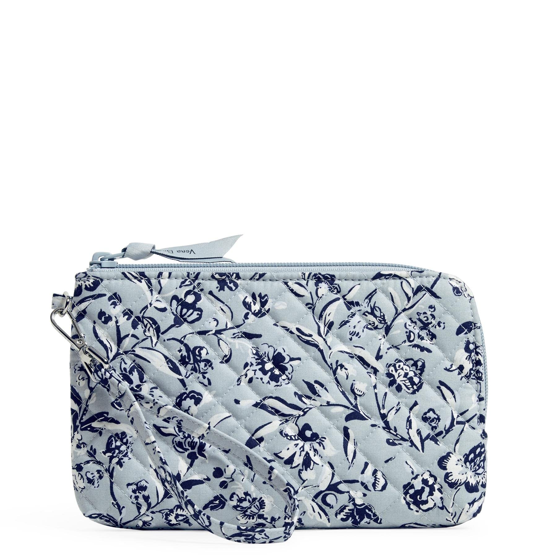 Vera Bradley Women's Wristlet with RFID Protection, Perennials Gray-Recycled Cotton, One Size