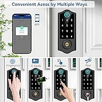 Vista 2 de Harfo Fingerprint Smart Door Locks for Front Door with Handle Set, App Control, Keyless Entry Door Lock Keypad Deadbolt, Bluetooth Digital