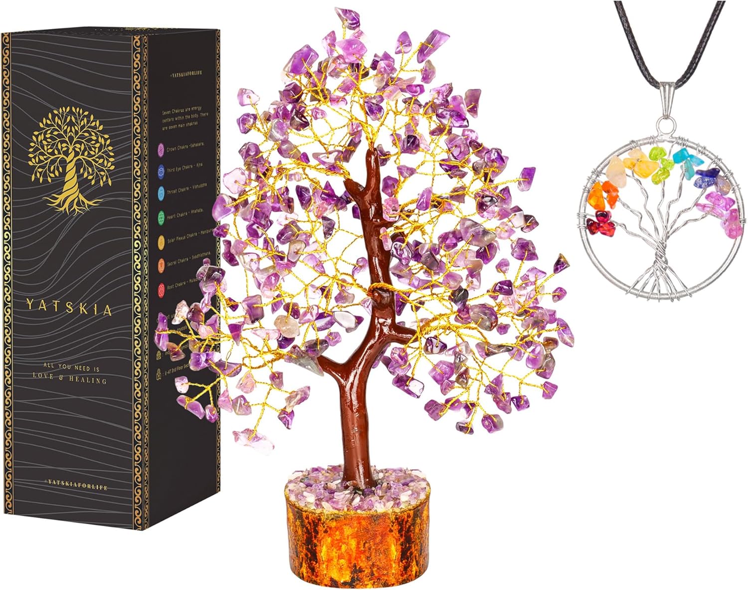 YATSKIA Amethyst Crystals Tree of Life – Stones and Crystals – Bonsai Tree – Good Luck Gifts for Women – Meditation Accessories – Chakra Stones Decor YATSKIA Amethyst Crystals Tree of Life – Stones and Crystals – Bonsai Tree – Good Luck Gifts for Women – Meditation Accessories – Chakra Stones Decor